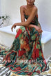 Strapless Smocked Ombre Print Swing Maxi Dress