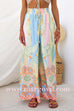 Drawstring Elastic Waist Printed Wide Leg Palazzo Pants