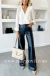 Margovil Pocketed Straight Wide Leg Faux Leather Pants