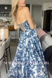 Margovil Strapless Back Lace-up Print Maxi Party Dress