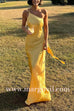 Margovil One Shoulder Open Back Tie Knot Satin Maxi Dress