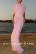 Margovil Shawl Collar Draped Mesh Maxi Dress