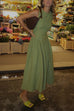 Sleeveless Drop Waist Swing Midi Dress