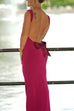 Margovil Sleeveless Bow Open Back Bodycon Maxi Dress