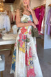 Spaghetti Strap Empire Waist Floral Print A-line Maxi Dress