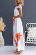 Boat Neck Waisted Floral Print Swing Maxi Dress