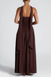 Margovil Strapless Back Lace-up High Slit Splice Maxi Dress