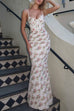 Margovil Spaghetti Strap Corset Floral Print Bodycon Maxi Dress
