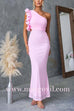 Margovil Frill One Shoulder Cut Out Bodycon Maxi Dress