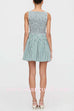 Boat Neck Sleeveless Smocked Bodice Striped Mini Dress