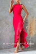 Back Lace-up Sleeveless Ruffle Slit Maxi Dress
