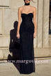Margovil Strapless Ruched Glitter Mesh Bodycon Maxi Gown