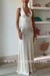 V Neck Sleeveless Open Back Knit Maxi Dress with Sequin