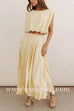Elastic Waist A-line Flowy Maxi Skirt
