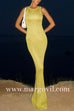 Margovil Round Neck Sleeveless Bodycon Glitter Maxi Party Dress