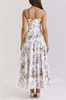 Margovil Spaghetti Strap Floral Print Bustier A-line Maxi Dress