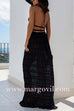 Margovil Frilled Halter Open Back Crop Top and Pleated Maxi Skirt Set