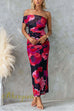 Off Shoulder Floral Print Bodycon Maxi Dress