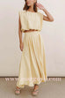 Round Neck Solid Balloon Crop Top