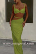 Margovil Crop Cami Top and Cut Out Ruched Maxi Skirt Set