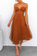 Margovil Open Back Waisted Swing Maxi Cami Tulle Dress