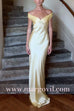 Margovil Off Shoulder Backless Cut Out Satin Maxi Dress