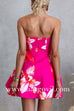 Strapless Floral Print A-line Mini Dress