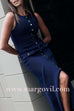 Margovil Sleeveless Button Down Slit Ribbed Knit Maxi Dress