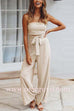 Margovil Off Shoulder Bow Tie Waist Wide Leg Jumpsuit