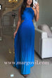 Margovil Sleeveless Cut Out Back Lace-up Gradient Pleated Maxi Dress