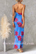 Low-cut Back Sleeveless Floral Print Maxi Dress