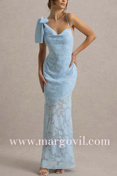 Margovil Sleeveless Bow Shoulder Flare Maxi Dress