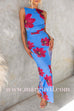 Low-cut Back Sleeveless Floral Print Maxi Dress