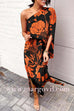 Margovil Casual One Shoulder Side Split Printed Dress