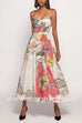 Spaghetti Strap Empire Waist Floral Print A-line Maxi Dress