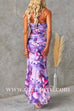 Sleeveless One Shoulder Ruched Floral Print Maxi Ruffle Dress