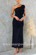 Margovil One Shoulder Slit Ruched Ruffle Mesh Maxi Dress