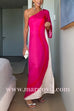 Margovil One Shoulder Long Sleeve Side Slit Tie Dye Maxi Dress