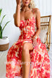 Sunset Watercolor Tie Back Slit Maxi Cami Dress