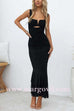 Margovil Sleeveless Cut Out Ruched Ruffle Bodycon Maxi Dress