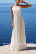 Elegant Strapless Open Back Shell Pleated Maxi Dress