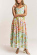 Margovil V Neck Bow Shoulder Tiered Floral Print Maxi Dress