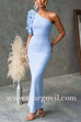 Frill One Shoulder Sleeveless Cut Out Waist Mesh Maxi Dress
