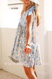 Margovil Striped Tie Shoulder Floral Print Mini Cami Dress