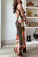 Cowl Neck Sleeveless Printed Maxi Dress