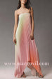 Margovil Strapless Color Block Gradient Pleated Maxi Dress