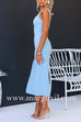 Square Collar High Slit Bodycon Midi Cami Dress