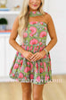 Margovil Strapless Floral Print Mini Dress with Scarf