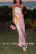 Strapless Tube Color Block Printed Maxi Party Dress