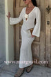 Margovil V Neck Long Sleeves Backless Crochet Hollow Out Knit Maxi Dress